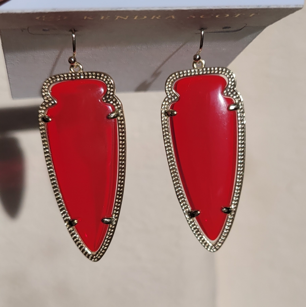 Kendra Scott Translucent Red Arrowhead Skylar Ear… - image 1